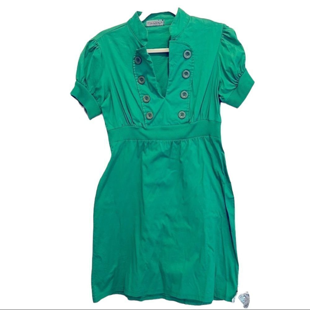 Fishbowl Kelly Green V-Neck Short Sleeve Mini Dress Women’s Size Large (L)